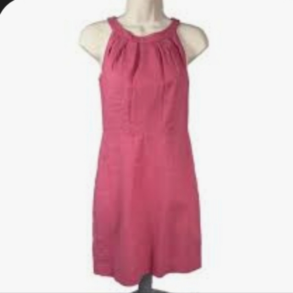 Loft Sleeveless Empire Waist Dress 10 Linen Blend Midi Layering Versatile Pink - Picture 1 of 13